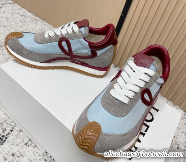 Popular Style Loewe Flow Runner Sneakers in Nylon and Suede Blue/Grey 0226055