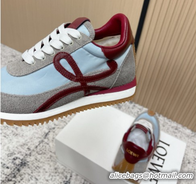 Popular Style Loewe Flow Runner Sneakers in Nylon and Suede Blue/Grey 0226055