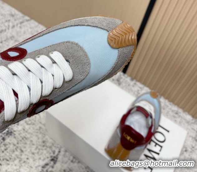 Popular Style Loewe Flow Runner Sneakers in Nylon and Suede Blue/Grey 0226055