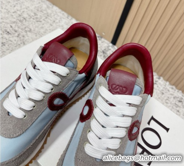 Popular Style Loewe Flow Runner Sneakers in Nylon and Suede Blue/Grey 0226055