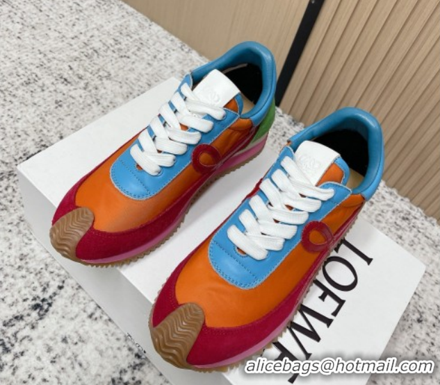 Luxurious Loewe Flow Runner Sneakers in Nylon and Suede Multicolor 0226056