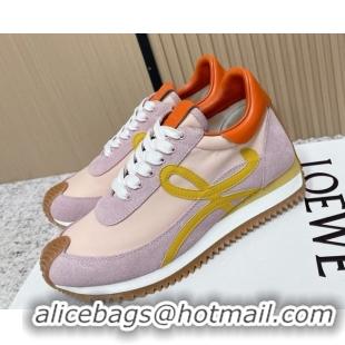 Best Product Loewe Flow Runner Sneakers in Nylon and Suede Pink/Purple 0226057