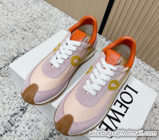 Best Product Loewe Flow Runner Sneakers in Nylon and Suede Pink/Purple 0226057