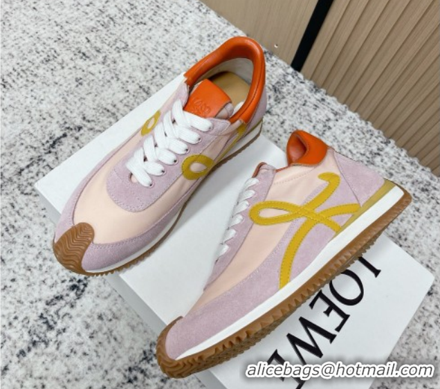 Best Product Loewe Flow Runner Sneakers in Nylon and Suede Pink/Purple 0226057