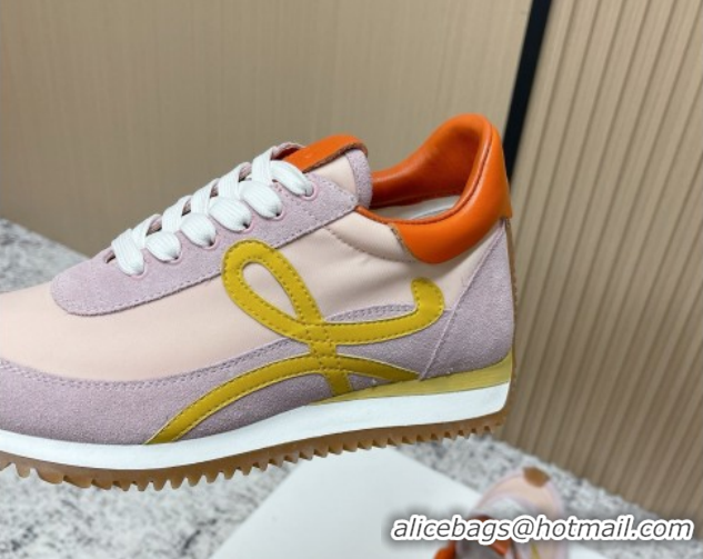 Best Product Loewe Flow Runner Sneakers in Nylon and Suede Pink/Purple 0226057