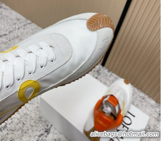 Most Popular Loewe Flow Runner Sneakers in Nylon and Suede White/Orange 0226058