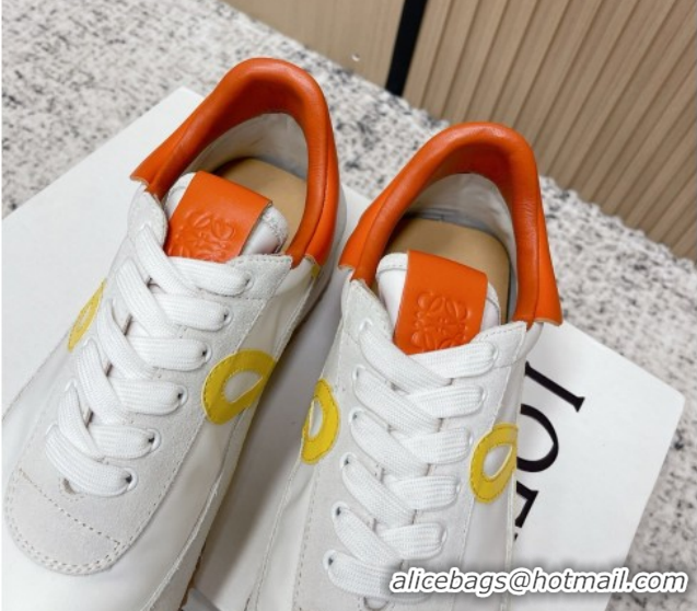 Most Popular Loewe Flow Runner Sneakers in Nylon and Suede White/Orange 0226058