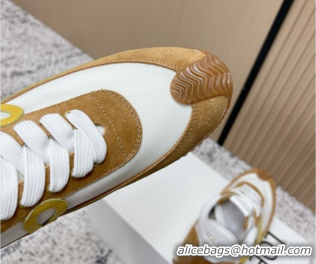 Pretty Style Loewe Flow Runner Sneakers in Nylon and Suede White/Brown 0226059