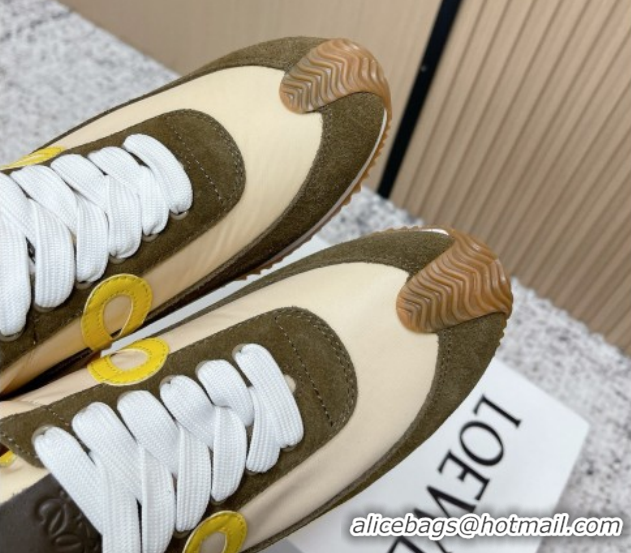 Best Price Loewe Flow Runner Sneakers in Nylon and Suede Yellow/Green 0226060