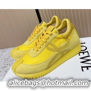Perfect Loewe Flow Runner Sneakers in Nylon and Suede All Yellow 0226062