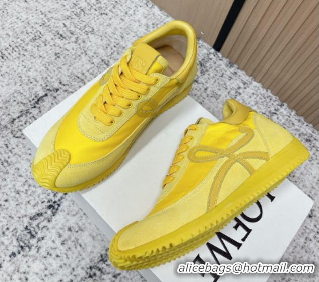 Perfect Loewe Flow Runner Sneakers in Nylon and Suede All Yellow 0226062