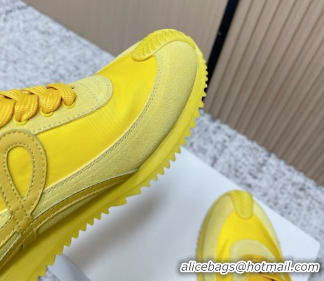 Perfect Loewe Flow Runner Sneakers in Nylon and Suede All Yellow 0226062