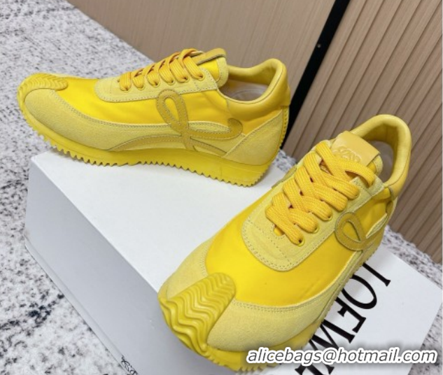 Perfect Loewe Flow Runner Sneakers in Nylon and Suede All Yellow 0226062