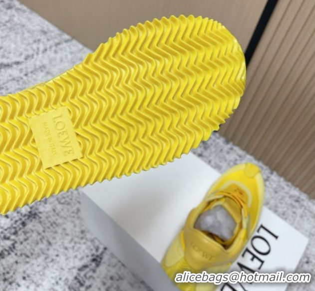 Perfect Loewe Flow Runner Sneakers in Nylon and Suede All Yellow 0226062