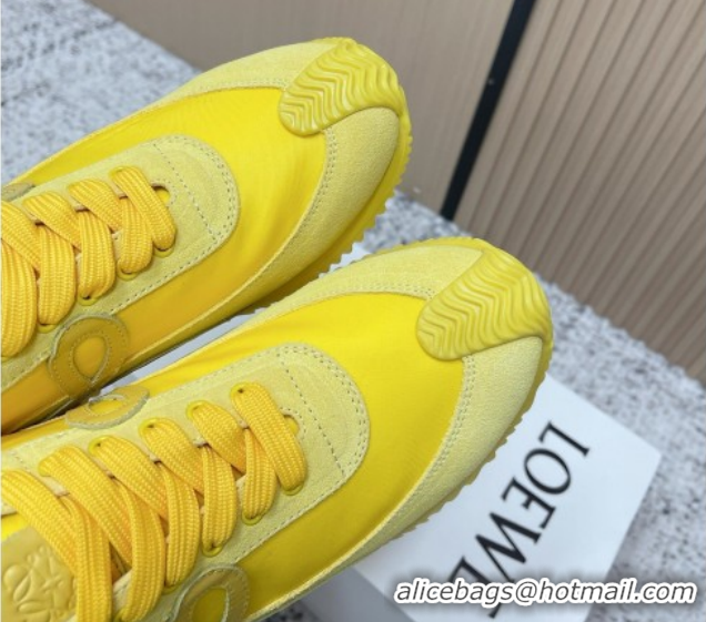Perfect Loewe Flow Runner Sneakers in Nylon and Suede All Yellow 0226062