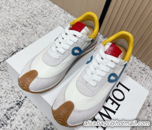 Low Cost Loewe Flow Runner Sneakers in Nylon and Suede White 0226064