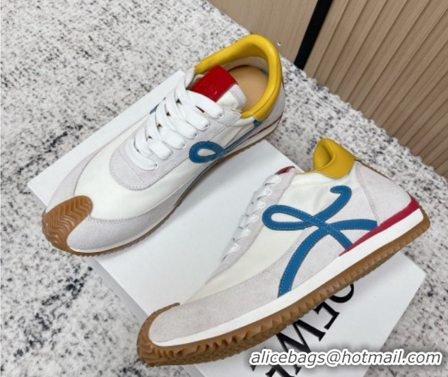 Low Cost Loewe Flow Runner Sneakers in Nylon and Suede White 0226064