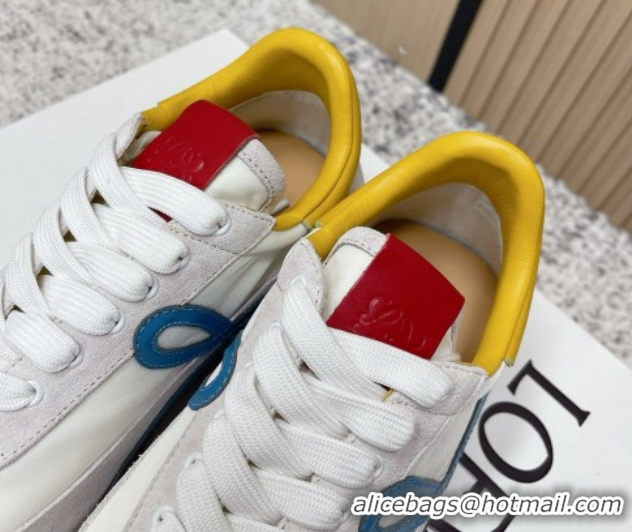 Low Cost Loewe Flow Runner Sneakers in Nylon and Suede White 0226064