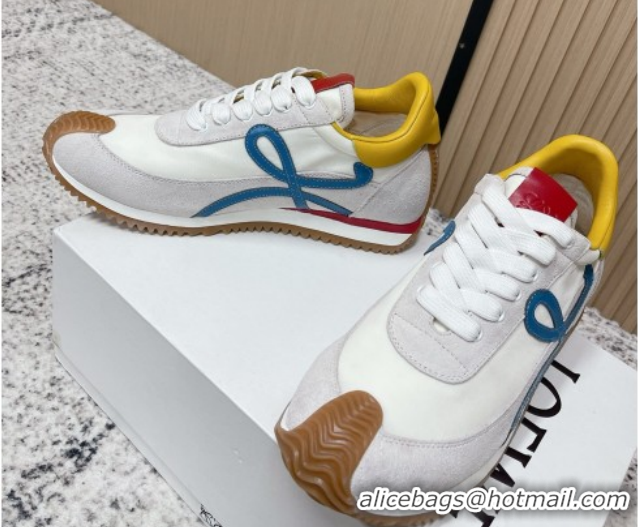 Low Cost Loewe Flow Runner Sneakers in Nylon and Suede White 0226064