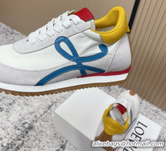 Low Cost Loewe Flow Runner Sneakers in Nylon and Suede White 0226064