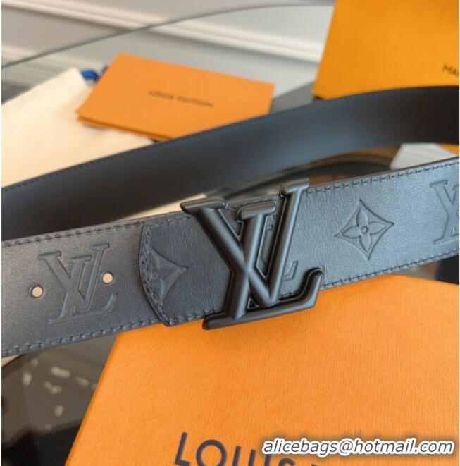 Inexpensive Louis Vuitton Maxi Monogram Leather Belt 4cm with LV Buckle LV031601 All Black 2026