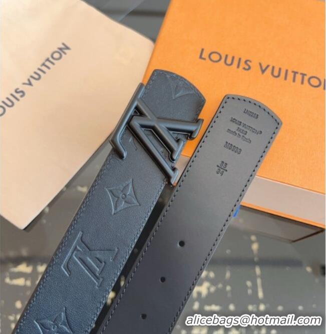 Inexpensive Louis Vuitton Maxi Monogram Leather Belt 4cm with LV Buckle LV031601 All Black 2026