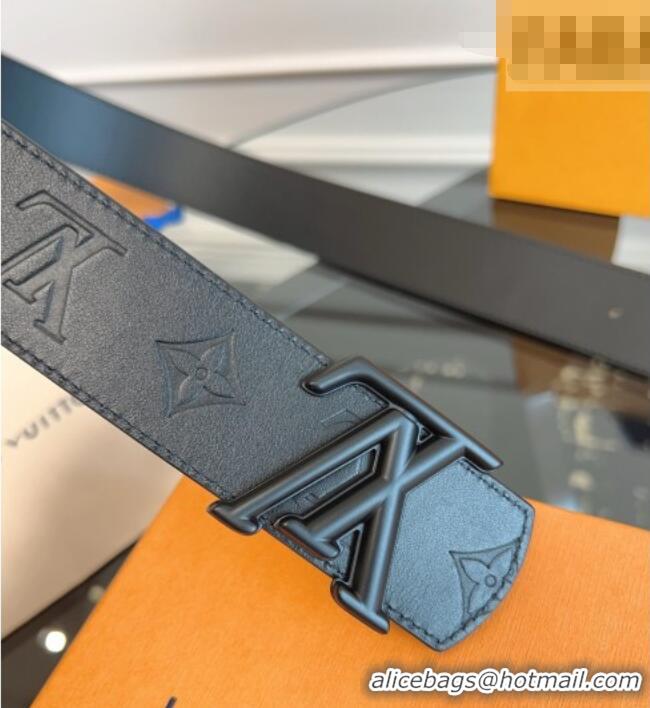 Inexpensive Louis Vuitton Maxi Monogram Leather Belt 4cm with LV Buckle LV031601 All Black 2026