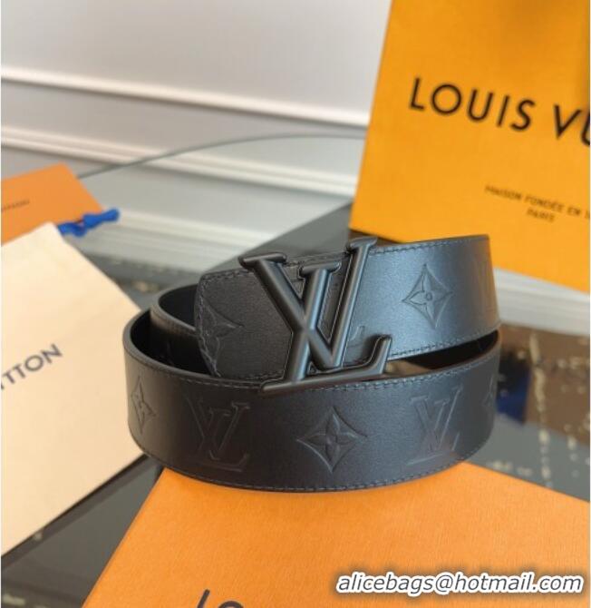 Inexpensive Louis Vuitton Maxi Monogram Leather Belt 4cm with LV Buckle LV031601 All Black 2026