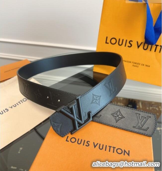Inexpensive Louis Vuitton Maxi Monogram Leather Belt 4cm with LV Buckle LV031601 All Black 2026