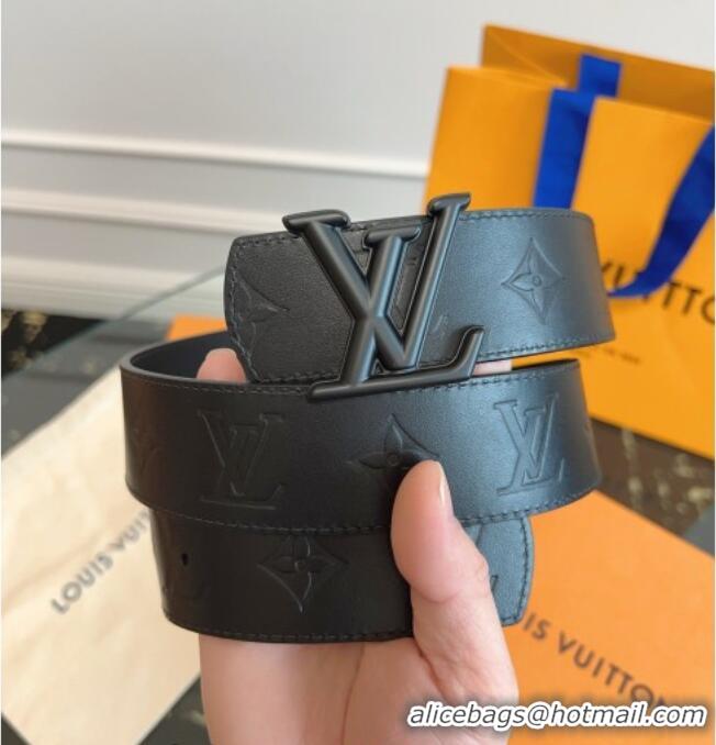 Inexpensive Louis Vuitton Maxi Monogram Leather Belt 4cm with LV Buckle LV031601 All Black 2026