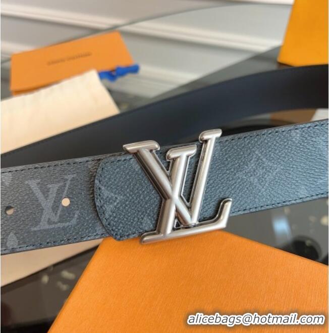 Super Quality Louis Vuitton Monogram Canvas and Leather Belt 4cm with LV Buckle LV031601 Black/Silver 2026