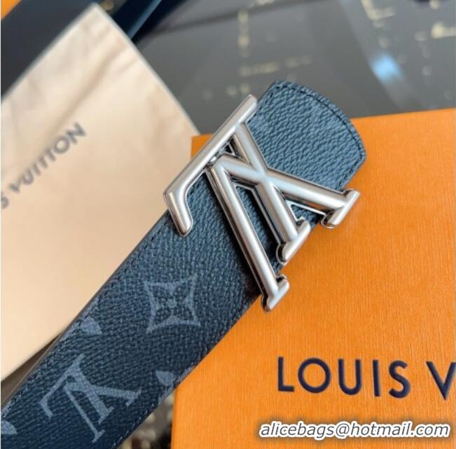 Super Quality Louis Vuitton Monogram Canvas and Leather Belt 4cm with LV Buckle LV031601 Black/Silver 2026
