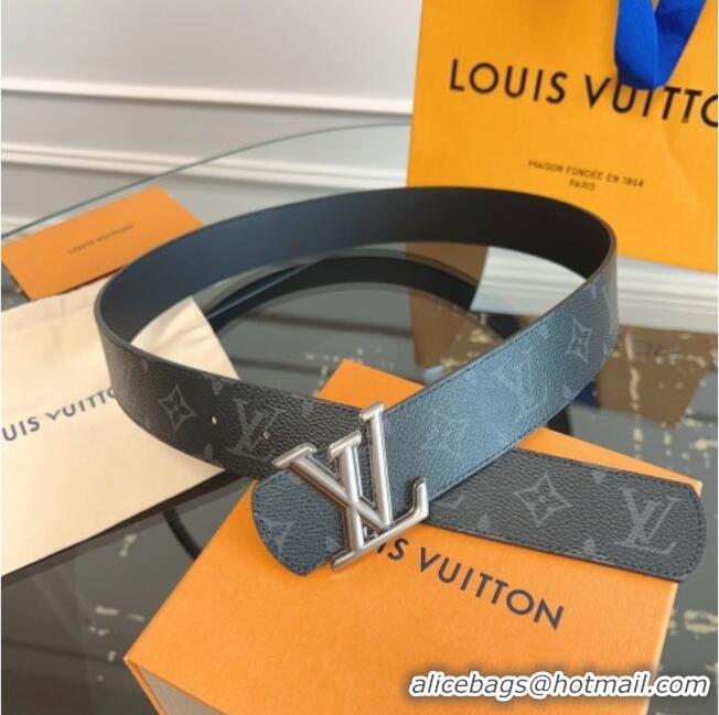 Super Quality Louis Vuitton Monogram Canvas and Leather Belt 4cm with LV Buckle LV031601 Black/Silver 2026