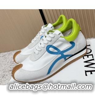Unique Style Loewe Flow Runner Sneakers in Nylon and Suede White 0226066