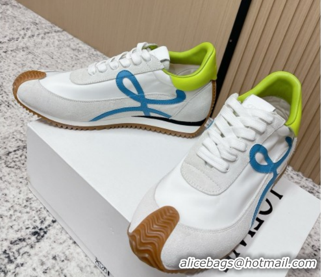 Unique Style Loewe Flow Runner Sneakers in Nylon and Suede White 0226066
