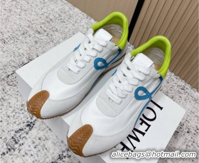 Unique Style Loewe Flow Runner Sneakers in Nylon and Suede White 0226066