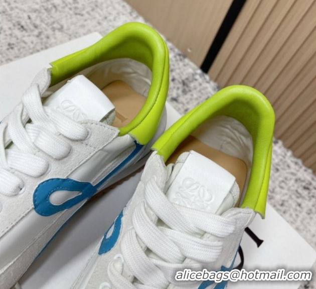 Unique Style Loewe Flow Runner Sneakers in Nylon and Suede White 0226066