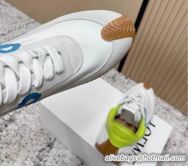 Unique Style Loewe Flow Runner Sneakers in Nylon and Suede White 0226066