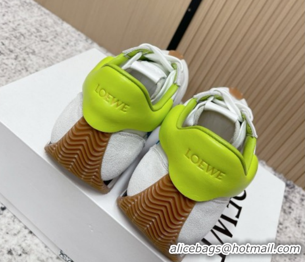 Unique Style Loewe Flow Runner Sneakers in Nylon and Suede White 0226066