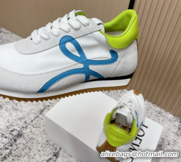Unique Style Loewe Flow Runner Sneakers in Nylon and Suede White 0226066