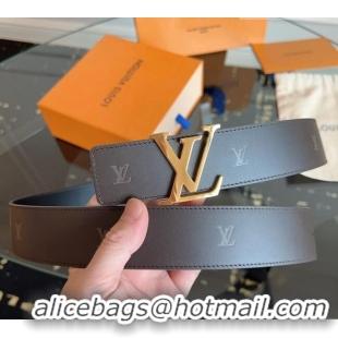 Buy Discount Louis Vuitton LV Embossed Leather Belt 4cm with LV Buckle LV031602 Dark Brown/Shiny Gold 2026