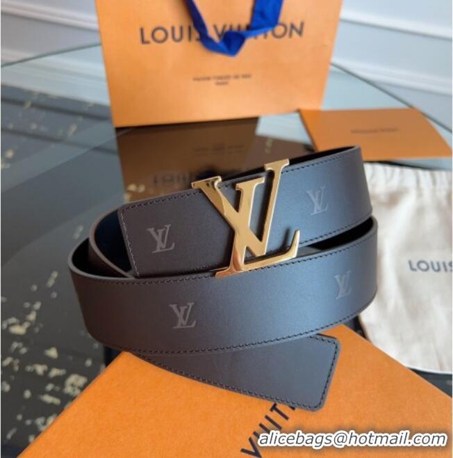 Buy Discount Louis Vuitton LV Embossed Leather Belt 4cm with LV Buckle LV031602 Dark Brown/Shiny Gold 2026