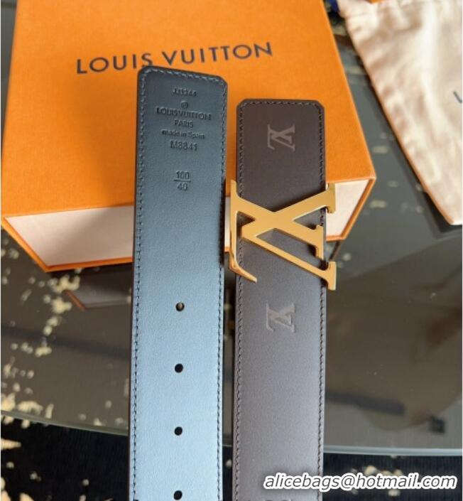 Buy Discount Louis Vuitton LV Embossed Leather Belt 4cm with LV Buckle LV031602 Dark Brown/Shiny Gold 2026