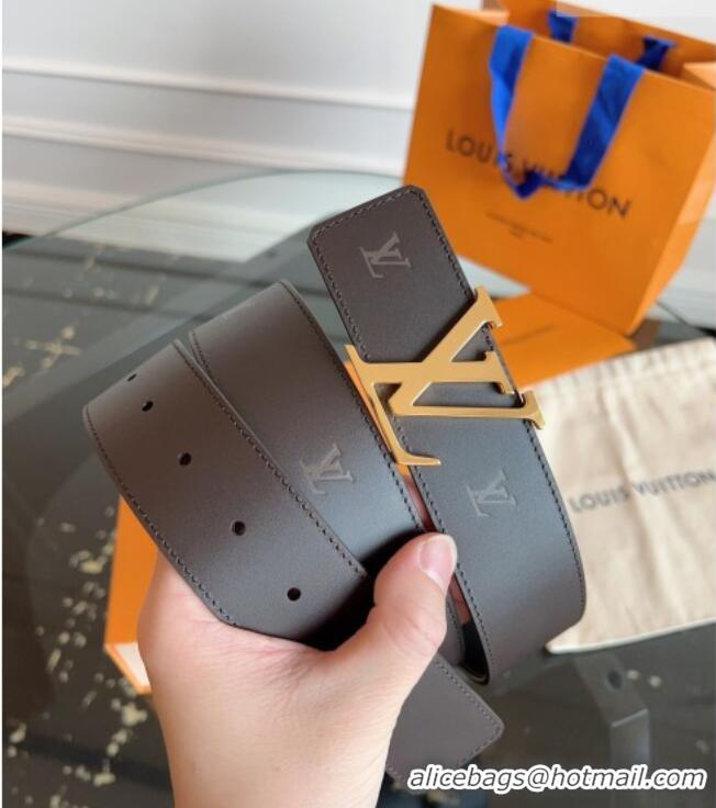 Buy Discount Louis Vuitton LV Embossed Leather Belt 4cm with LV Buckle LV031602 Dark Brown/Shiny Gold 2026