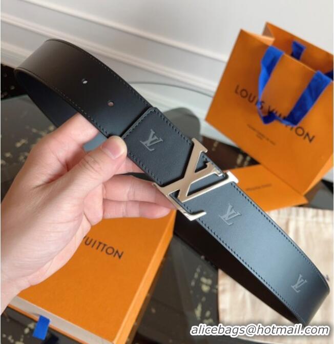 Luxury Cheap Louis Vuitton LV Embossed Leather Belt 4cm with LV Buckle LV031602 Black/Shiny Silver 2026