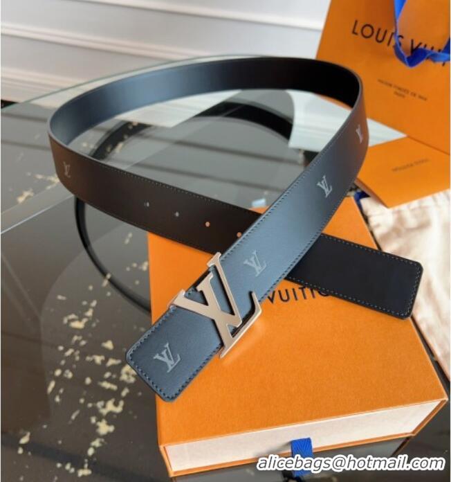 Luxury Cheap Louis Vuitton LV Embossed Leather Belt 4cm with LV Buckle LV031602 Black/Shiny Silver 2026