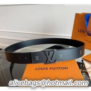 Reasonable Price Louis Vuitton LV Embossed Leather Belt 4cm with LV Buckle LV031602 All Black 2026