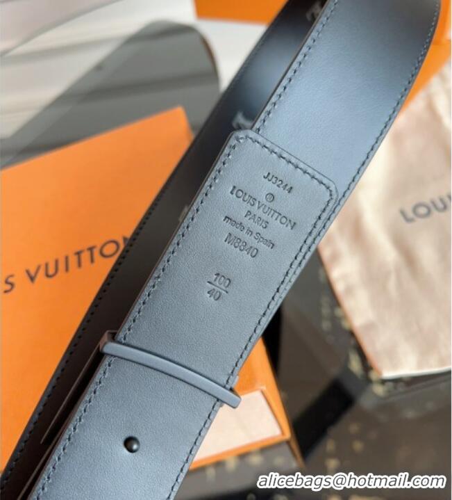 Reasonable Price Louis Vuitton LV Embossed Leather Belt 4cm with LV Buckle LV031602 All Black 2026