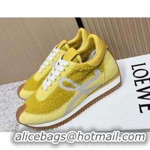 Top Grade Loewe Flow Runner Sneakers in Towel Cloth and Suede Yellow 0226068