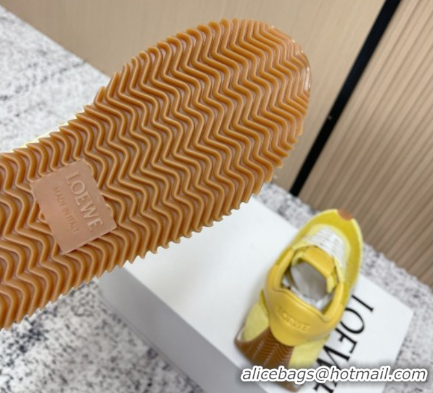 Top Grade Loewe Flow Runner Sneakers in Towel Cloth and Suede Yellow 0226068